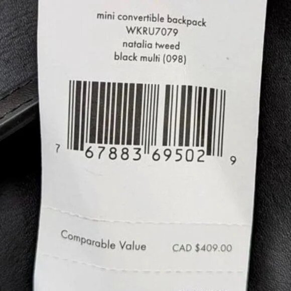 Kate spade NEW $399 Natalia Tweed Mini Convertible Backpack Disc Ship - Picture 4 of 5